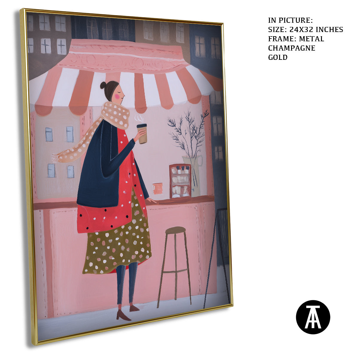 Artwork in Metal Champagne Gold Frame