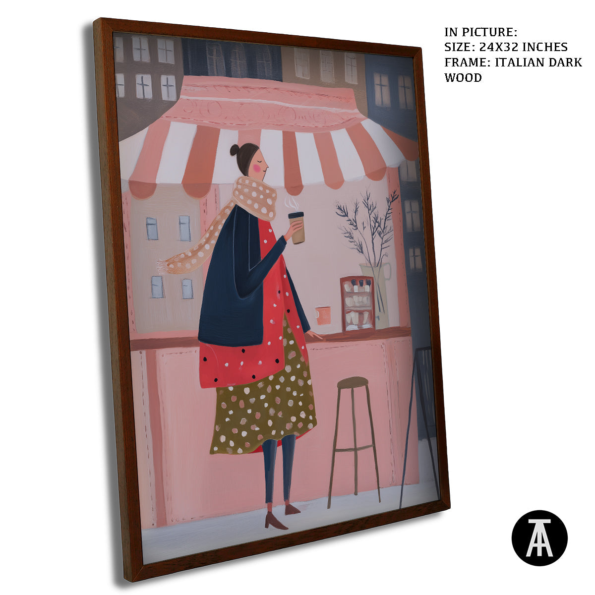 Artwork in Dark Wood Frame