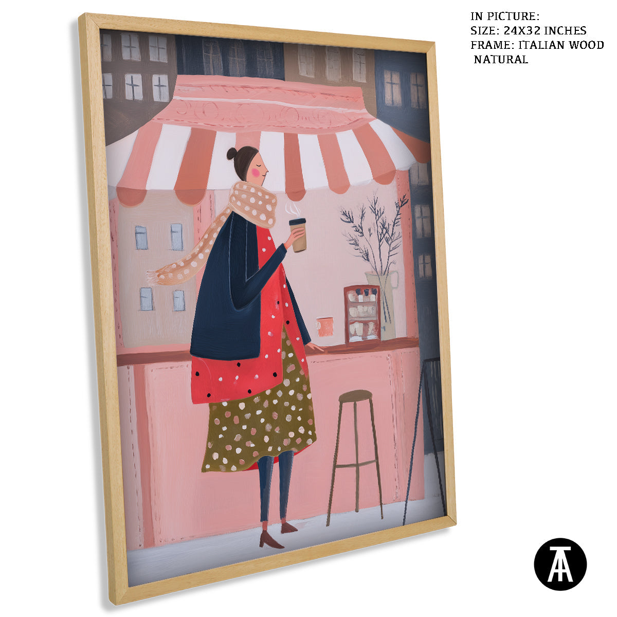 Artwork in Natural Wood Frame