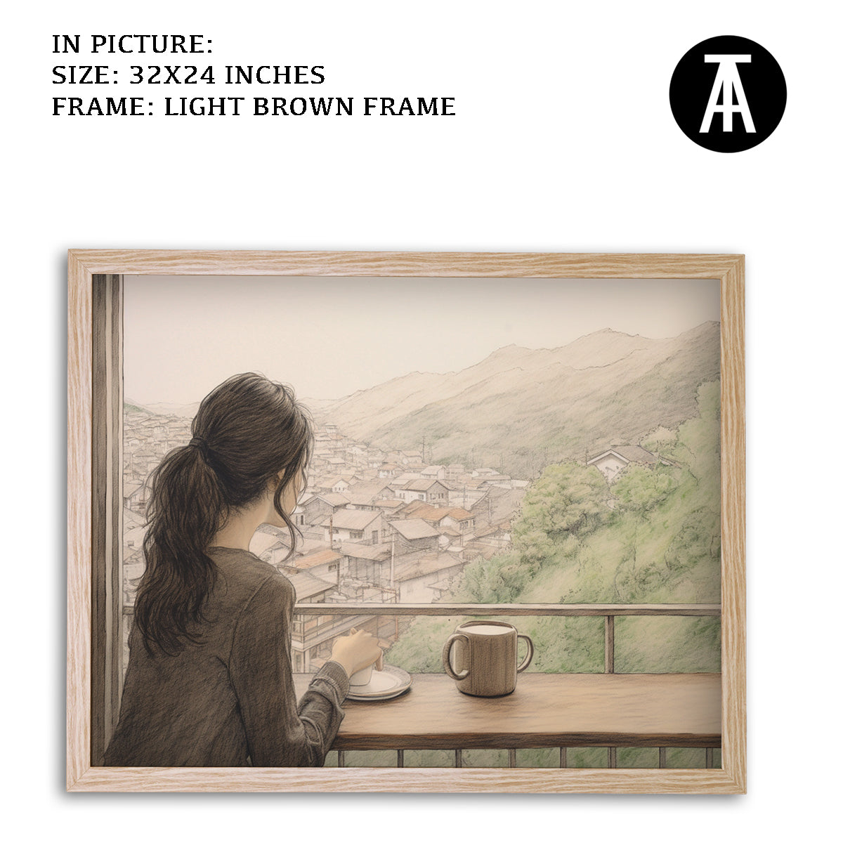 Artwork in Dark Brown Frame