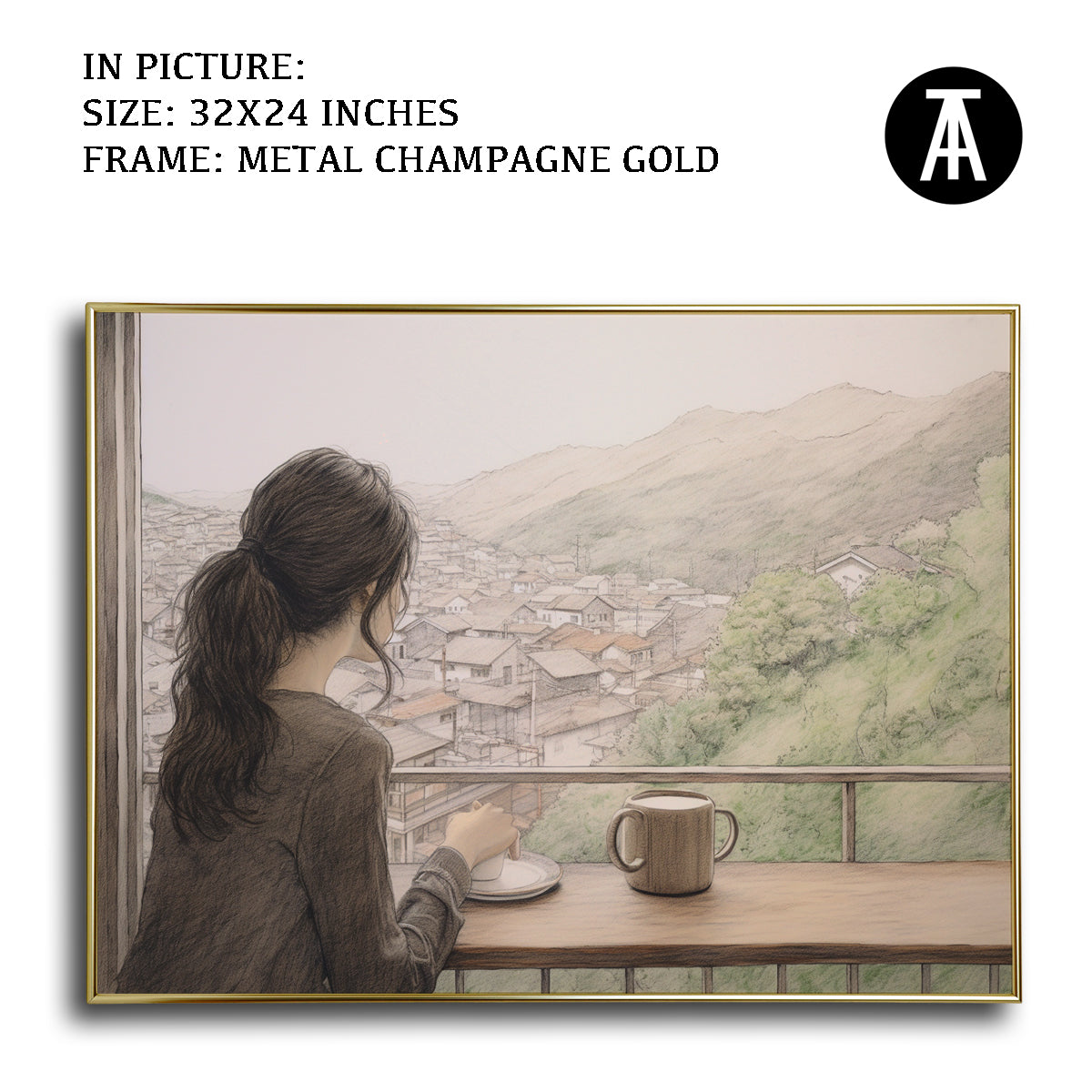 Artwork in Light Brown Frame