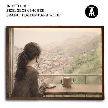 Artwork in Dark Wood Frame