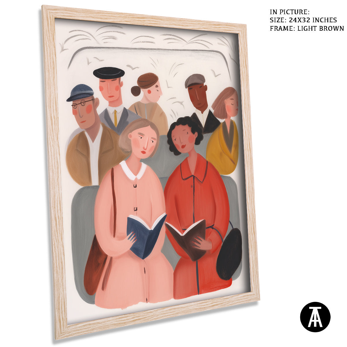 Artwork in Light Brown Frame