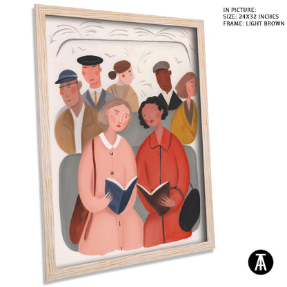 Artwork in Light Brown Frame