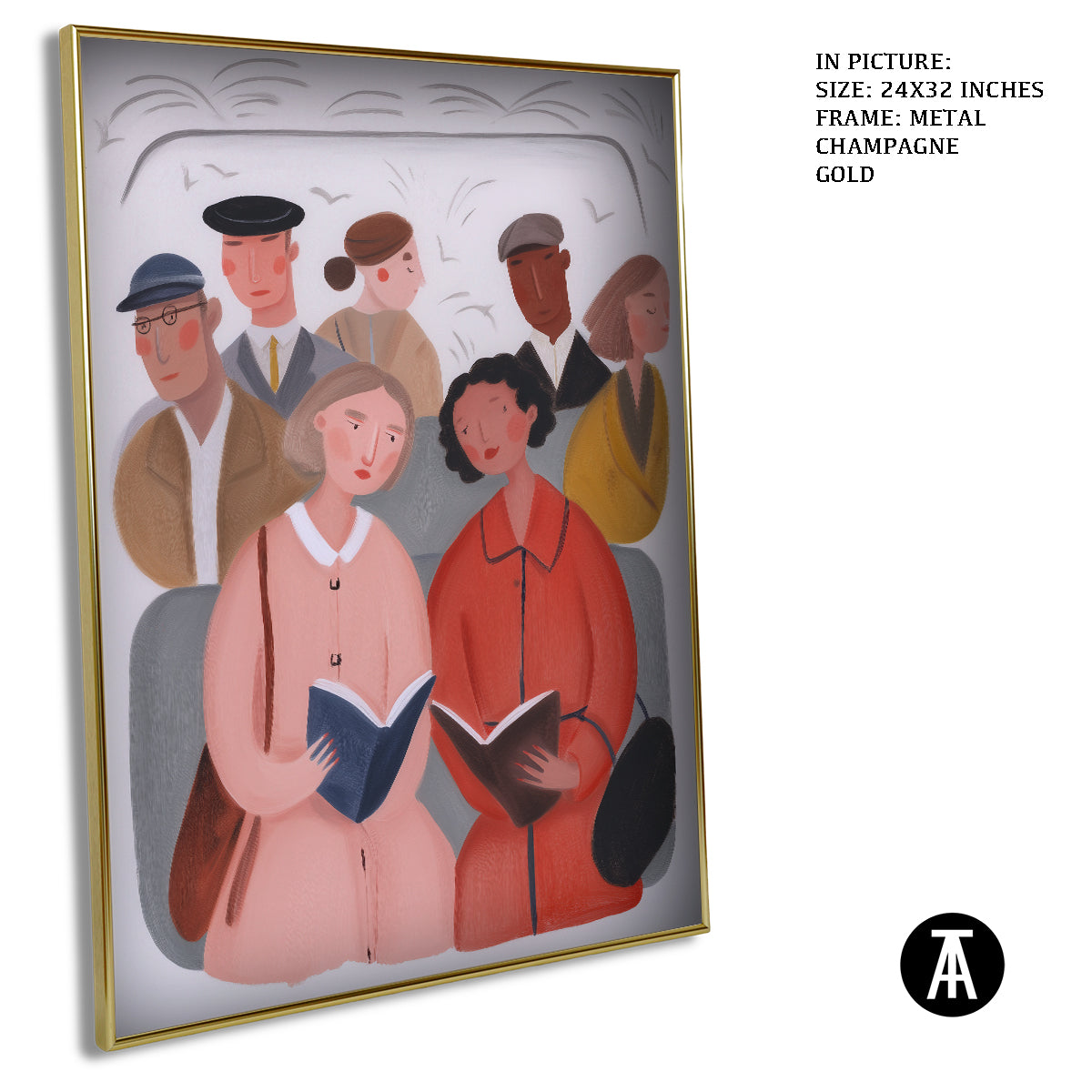 Artwork in Metal Champagne Gold Frame