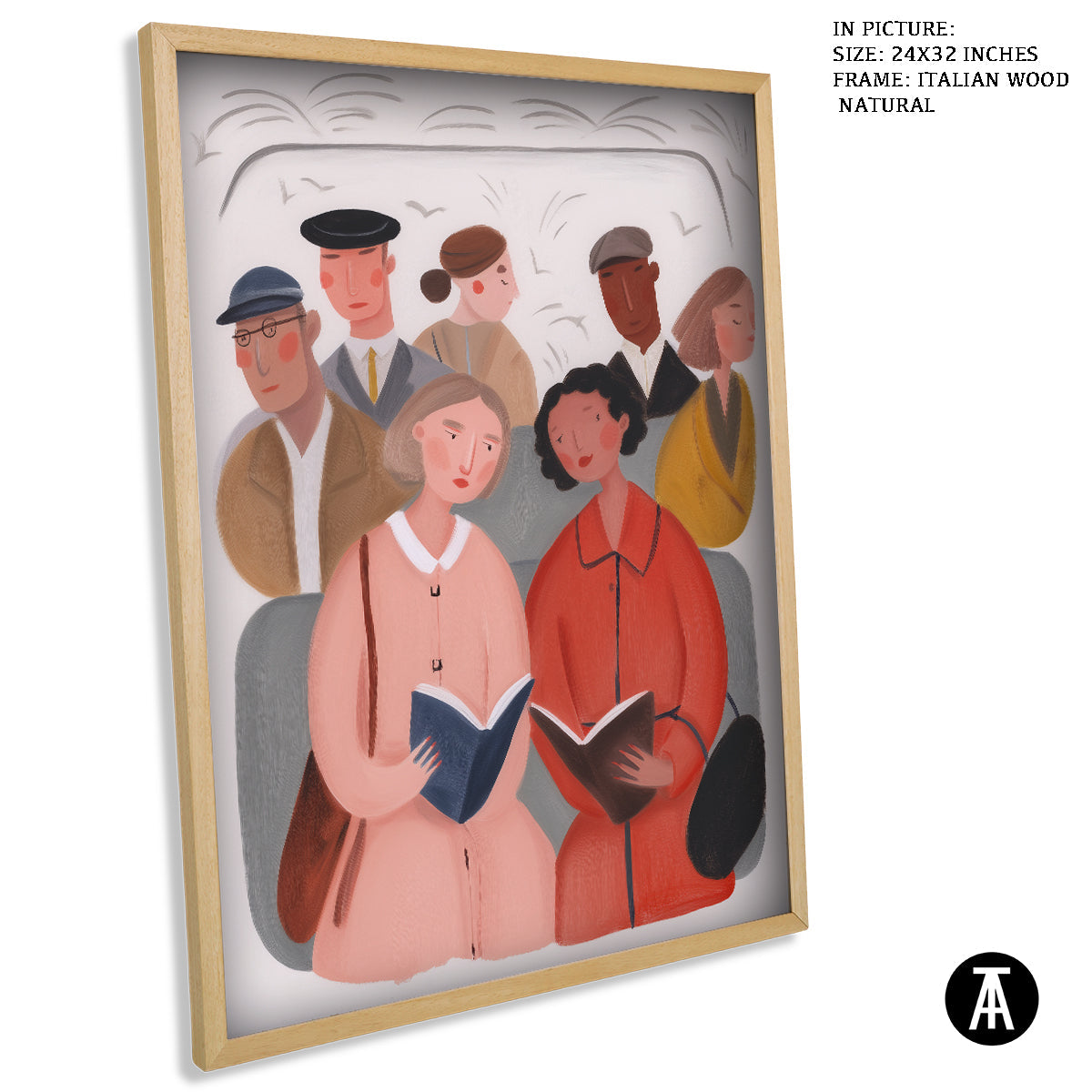 Artwork in Natural Wood Frame