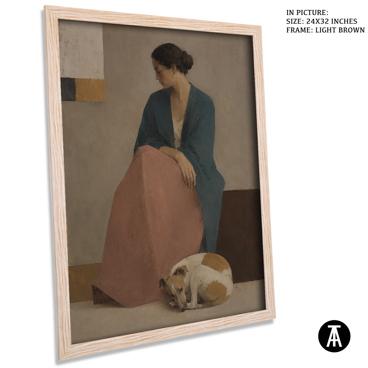 Artwork in Light Brown Frame