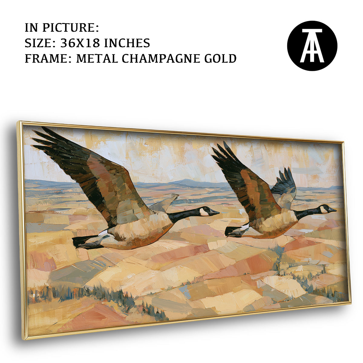 Artwork in Metal Champagne Gold Frame