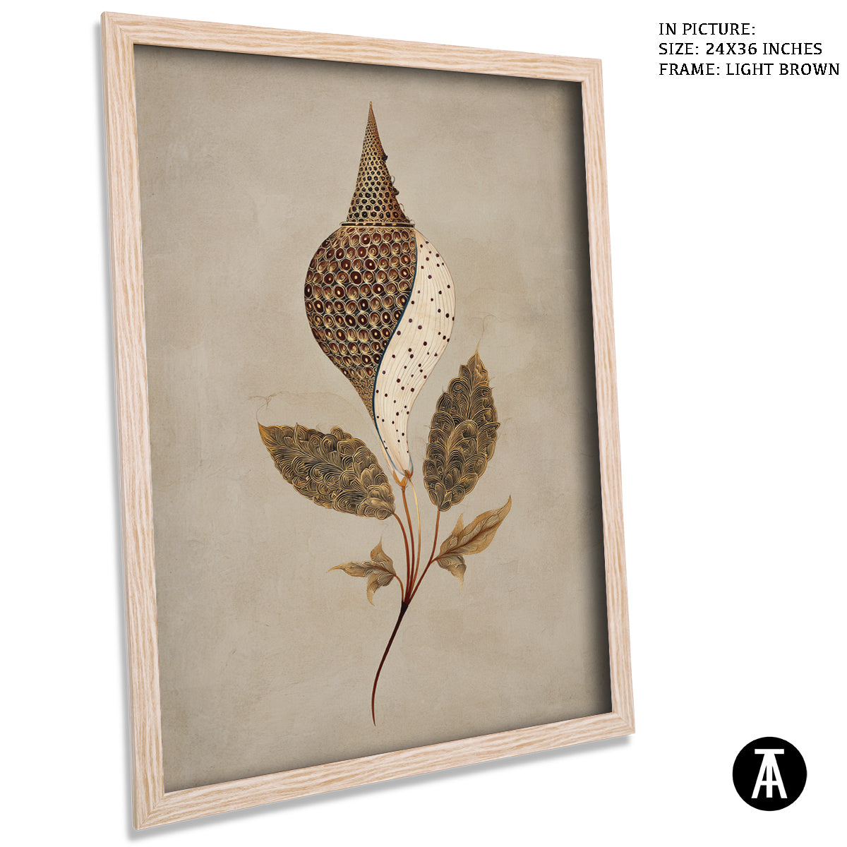 Artwork in Light Brown Frame