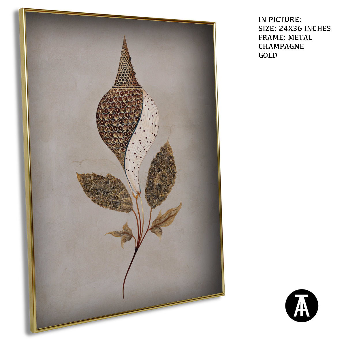 Artwork in Metal Champagne Gold Frame