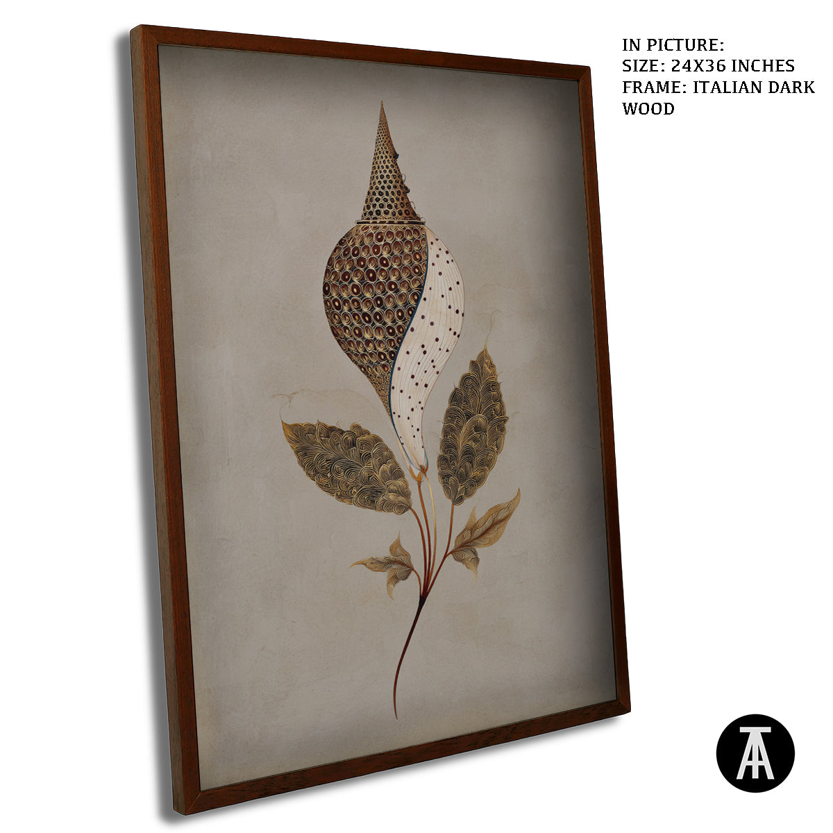 Artwork in Dark Wood Frame