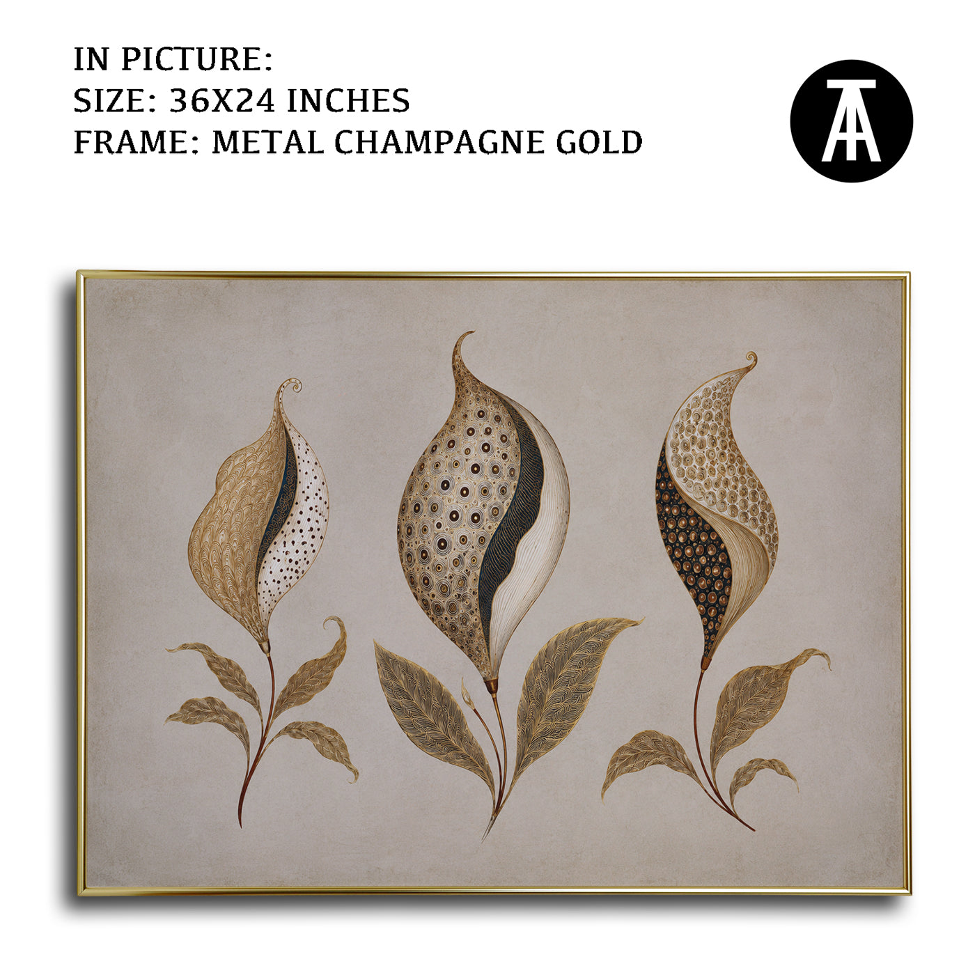 Artwork in Metal Champagne Gold Frame