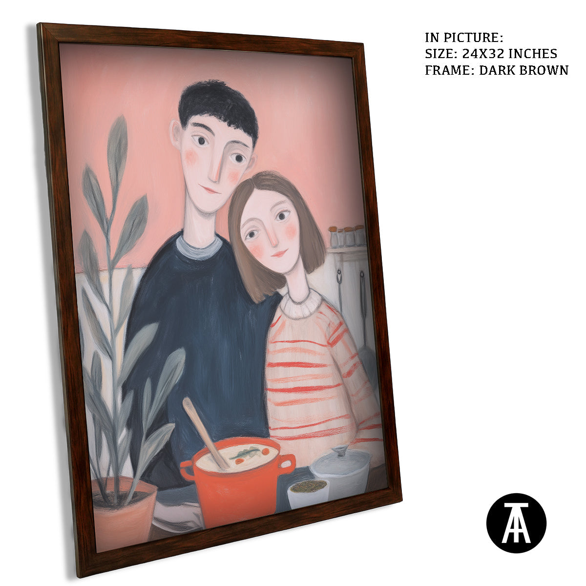 Artwork in Dark Brown Frame