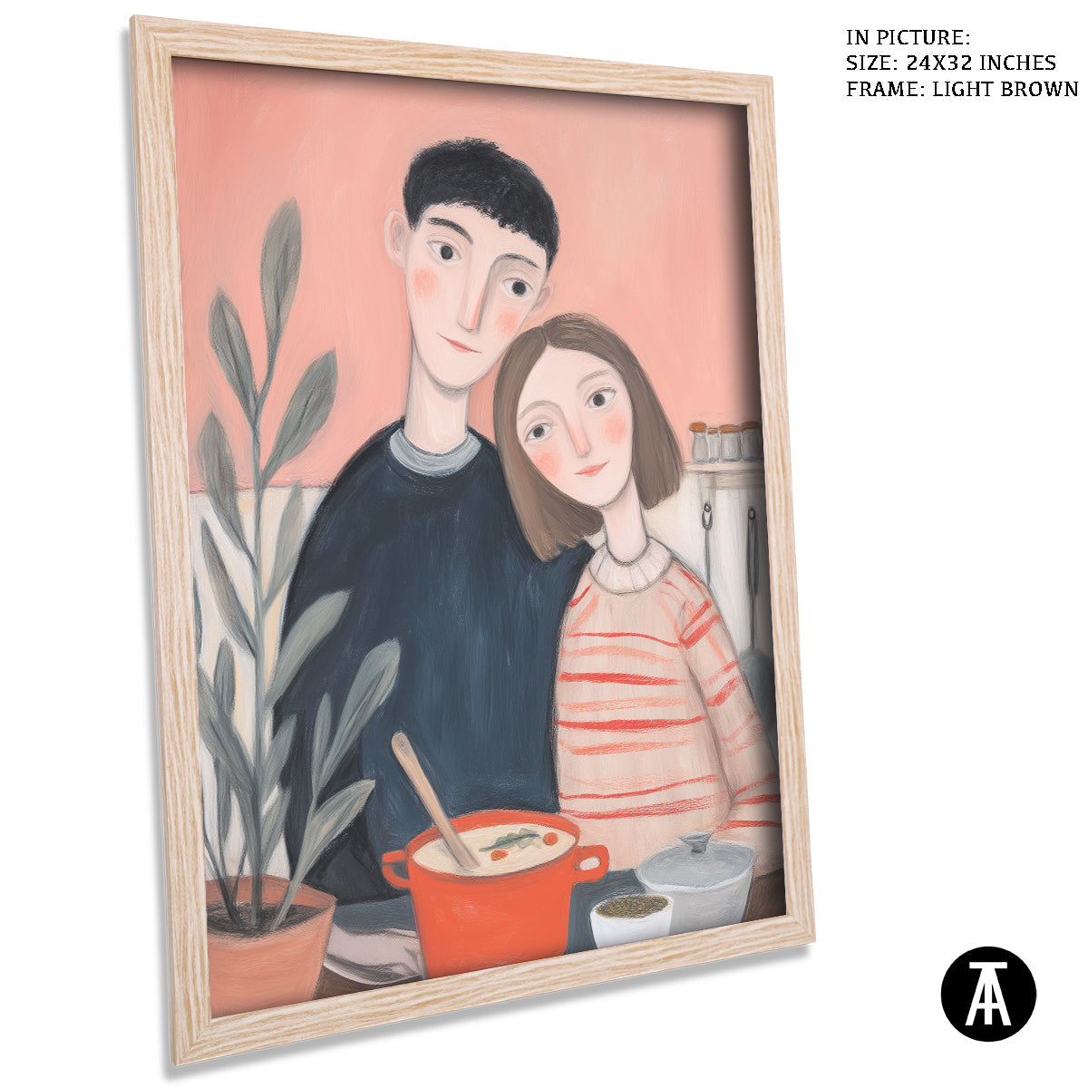 Artwork in Light Brown Frame