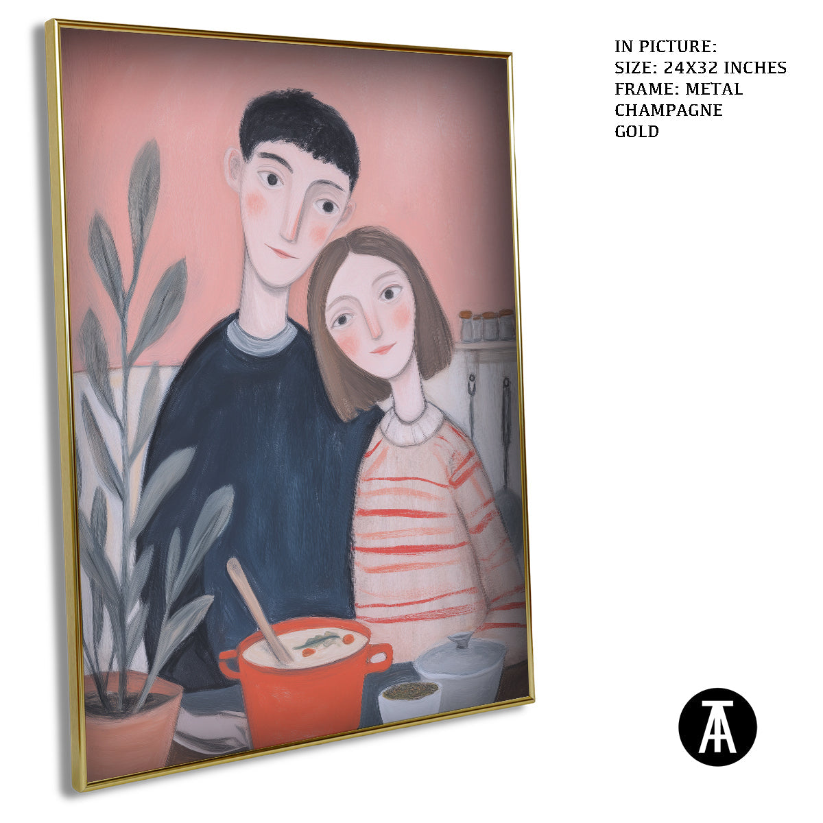 Artwork in Metal Champagne Gold Frame