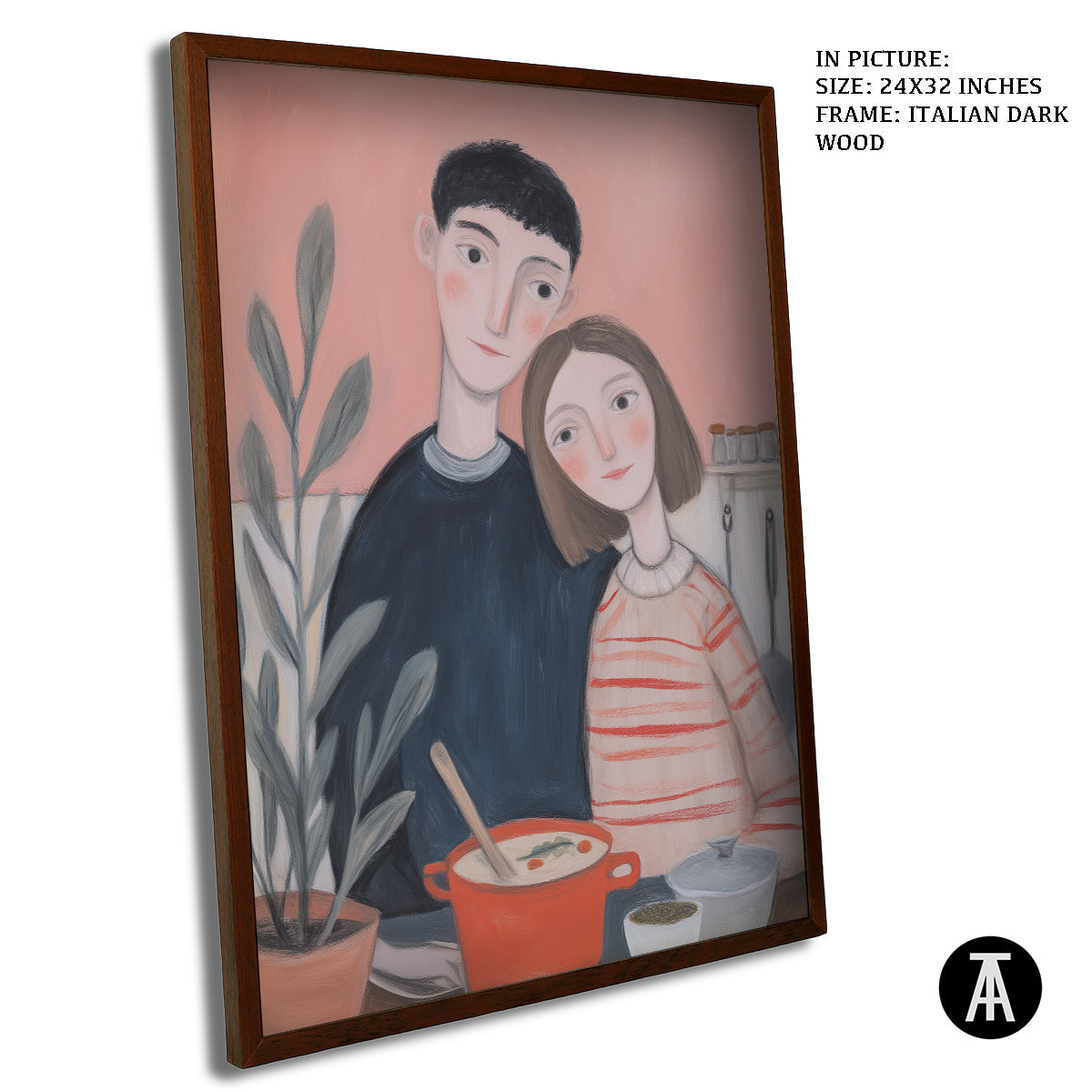 Artwork in Dark Wood Frame