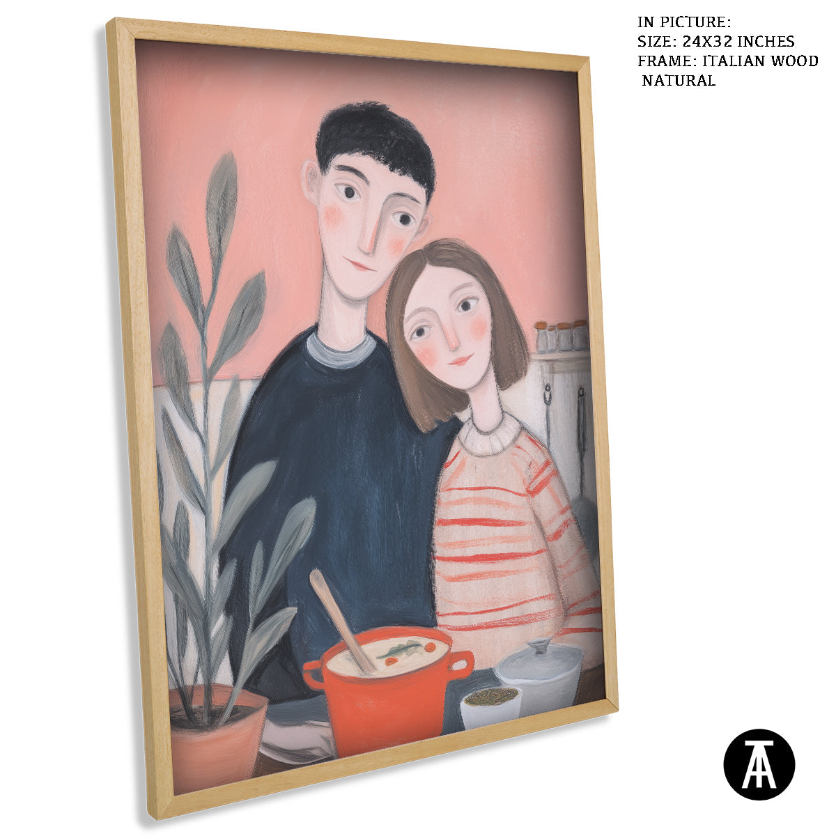 Artwork in Natural Wood Frame