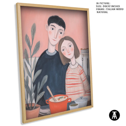 Artwork in Natural Wood Frame