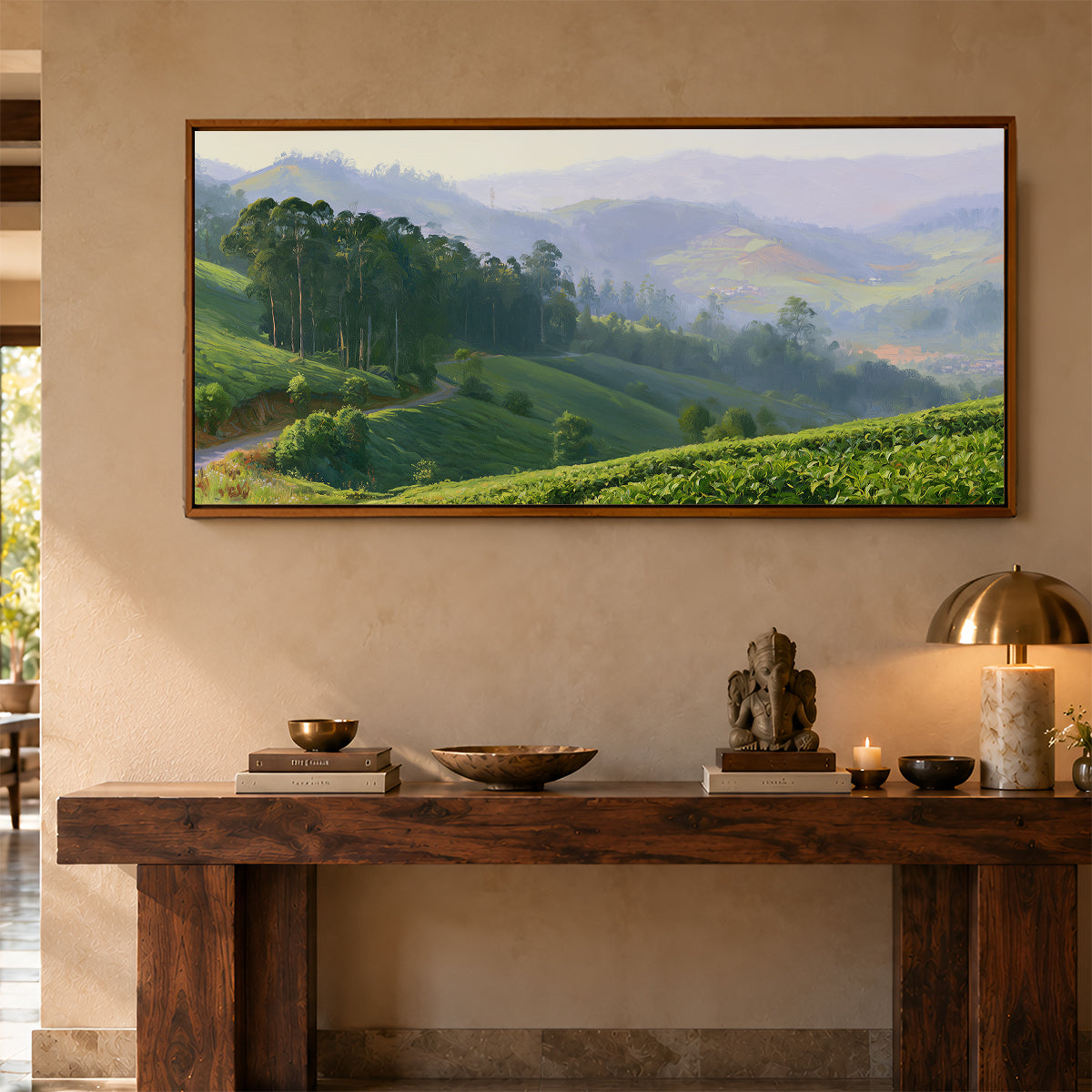 Panoramic Indian Painting in a Lifestyle Setting