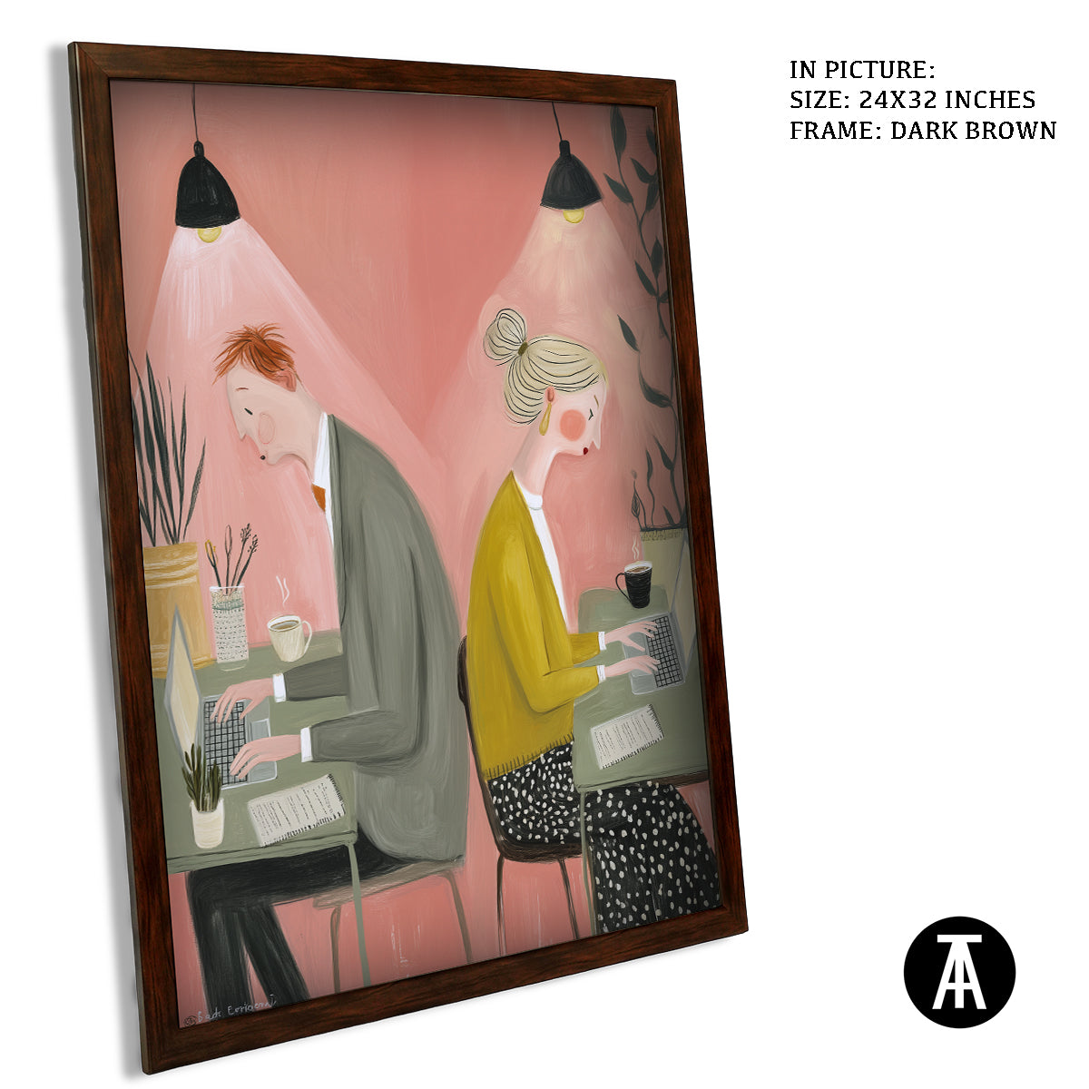 Artwork in Dark Brown Frame