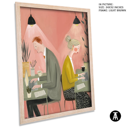 Artwork in Light Brown Frame