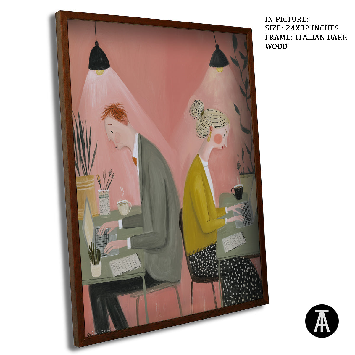 Artwork in Dark Wood Frame