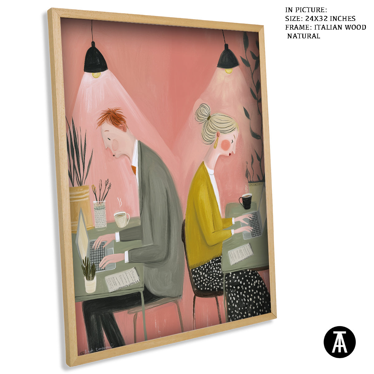 Artwork in Natural Wood Frame