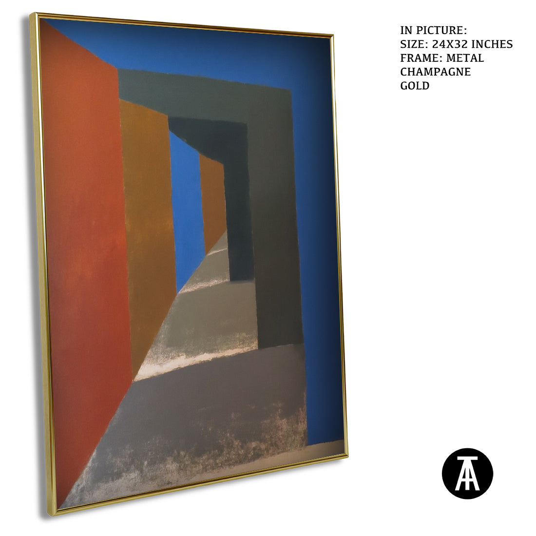 Artwork in Metal Champagne Gold Frame
