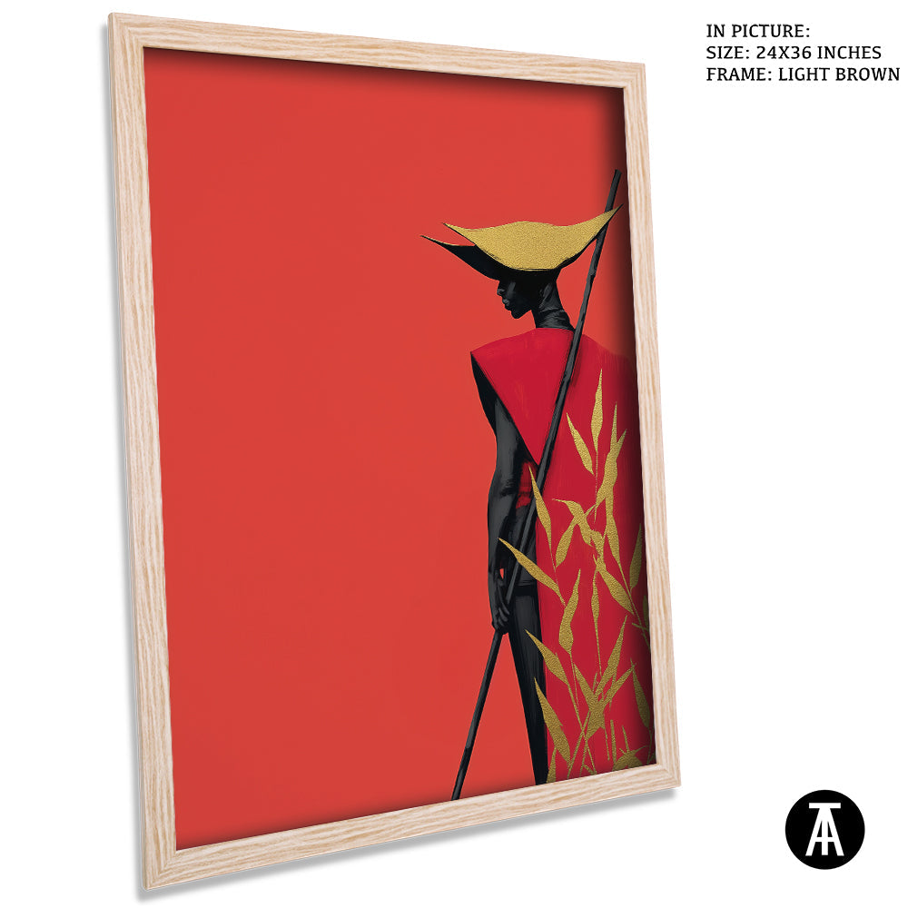 Artwork in Light Brown Frame