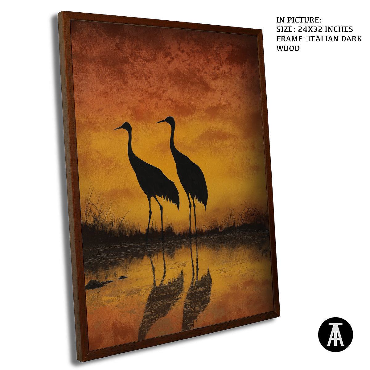 Artwork in Dark Wood Frame