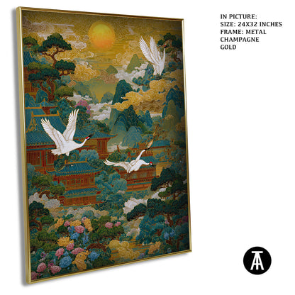 Artwork in Light Brown Frame