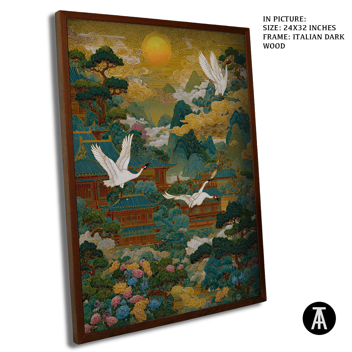 Artwork in Dark Wood Frame