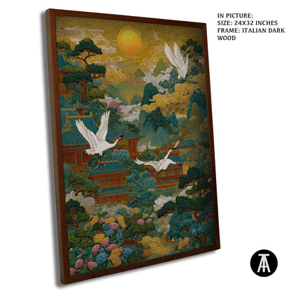 Artwork in Dark Wood Frame