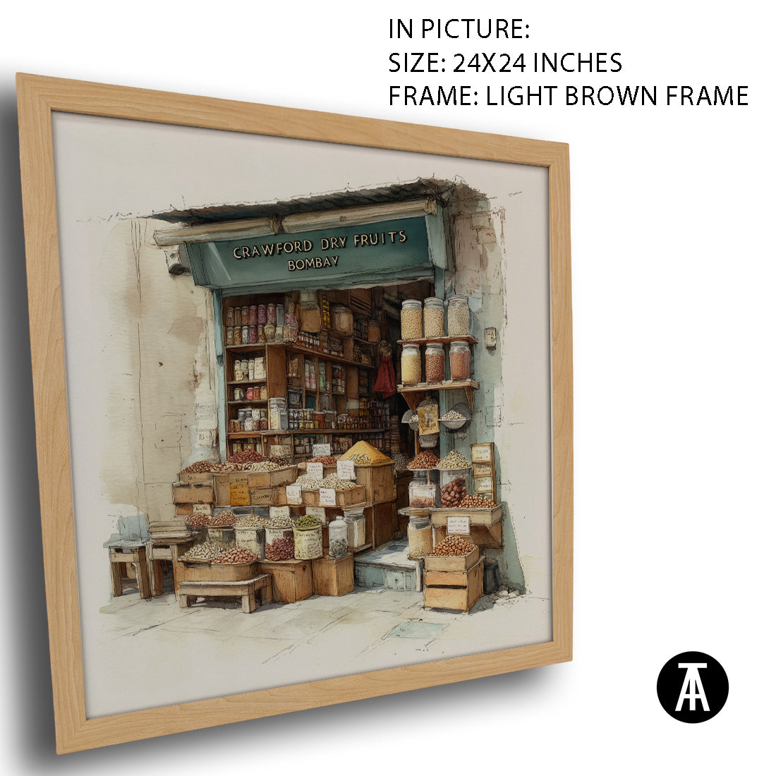 Artwork in Light Brown Frame