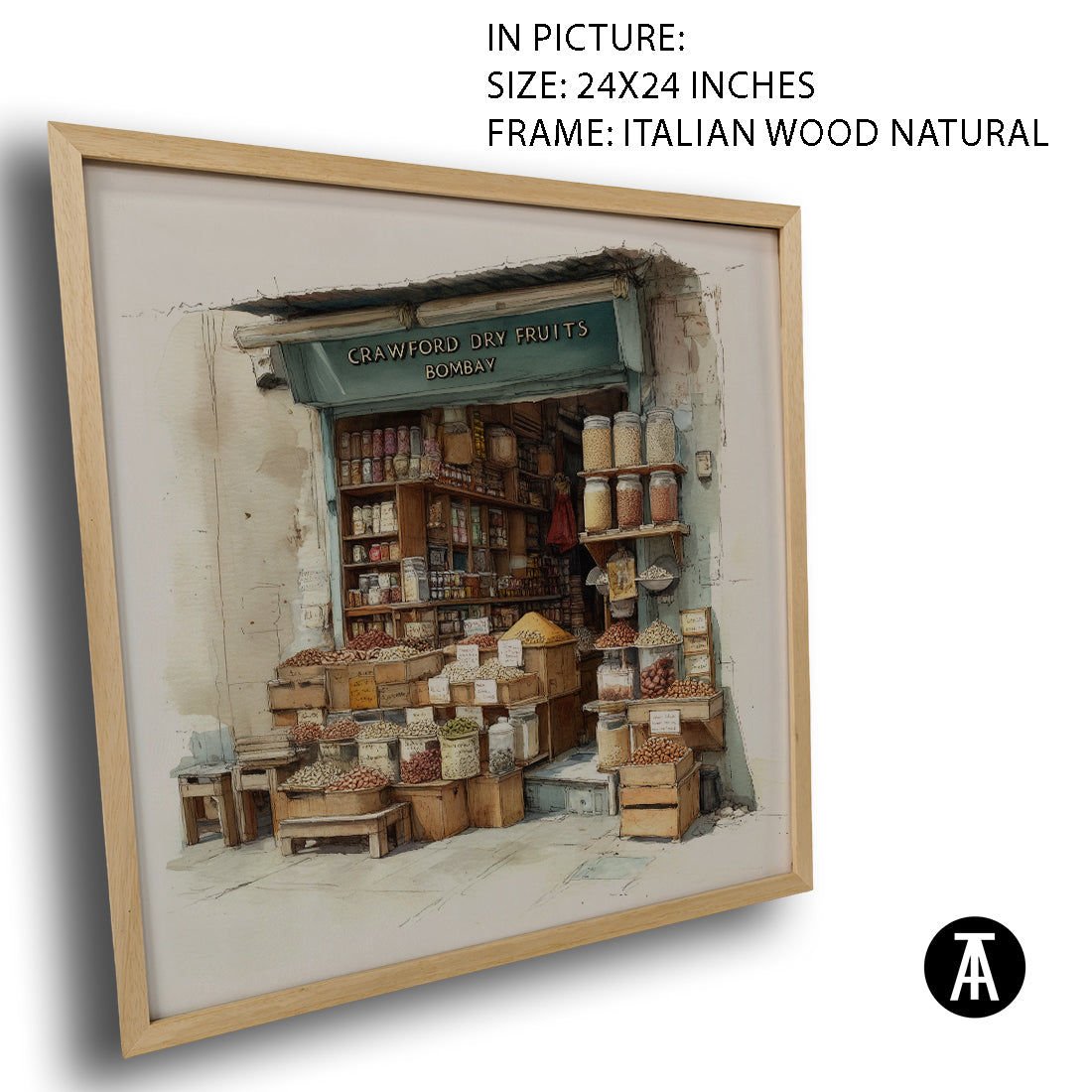 Artwork in Natural Wood Frame