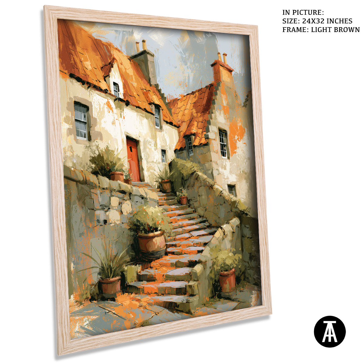 Artwork in Light Brown Frame
