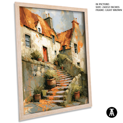 Artwork in Light Brown Frame