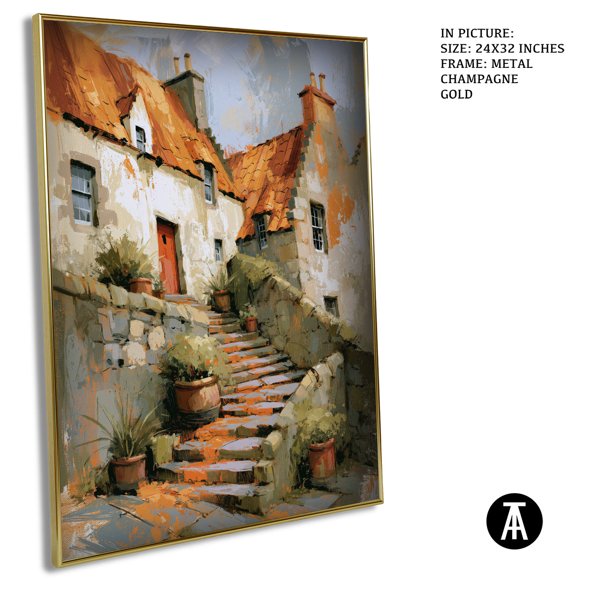 Artwork in Metal Champagne Gold Frame
