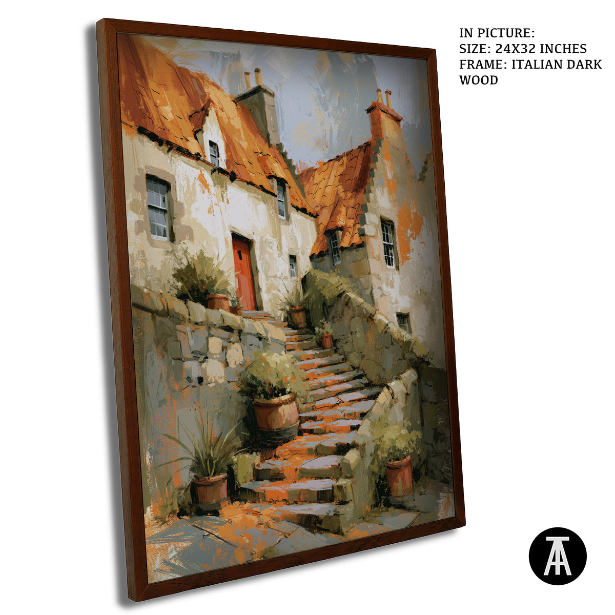 Artwork in Dark Wood Frame