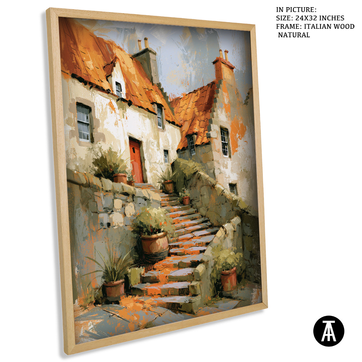Artwork in Natural Wood Frame