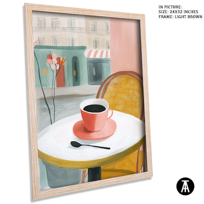 Artwork in Light Brown Frame