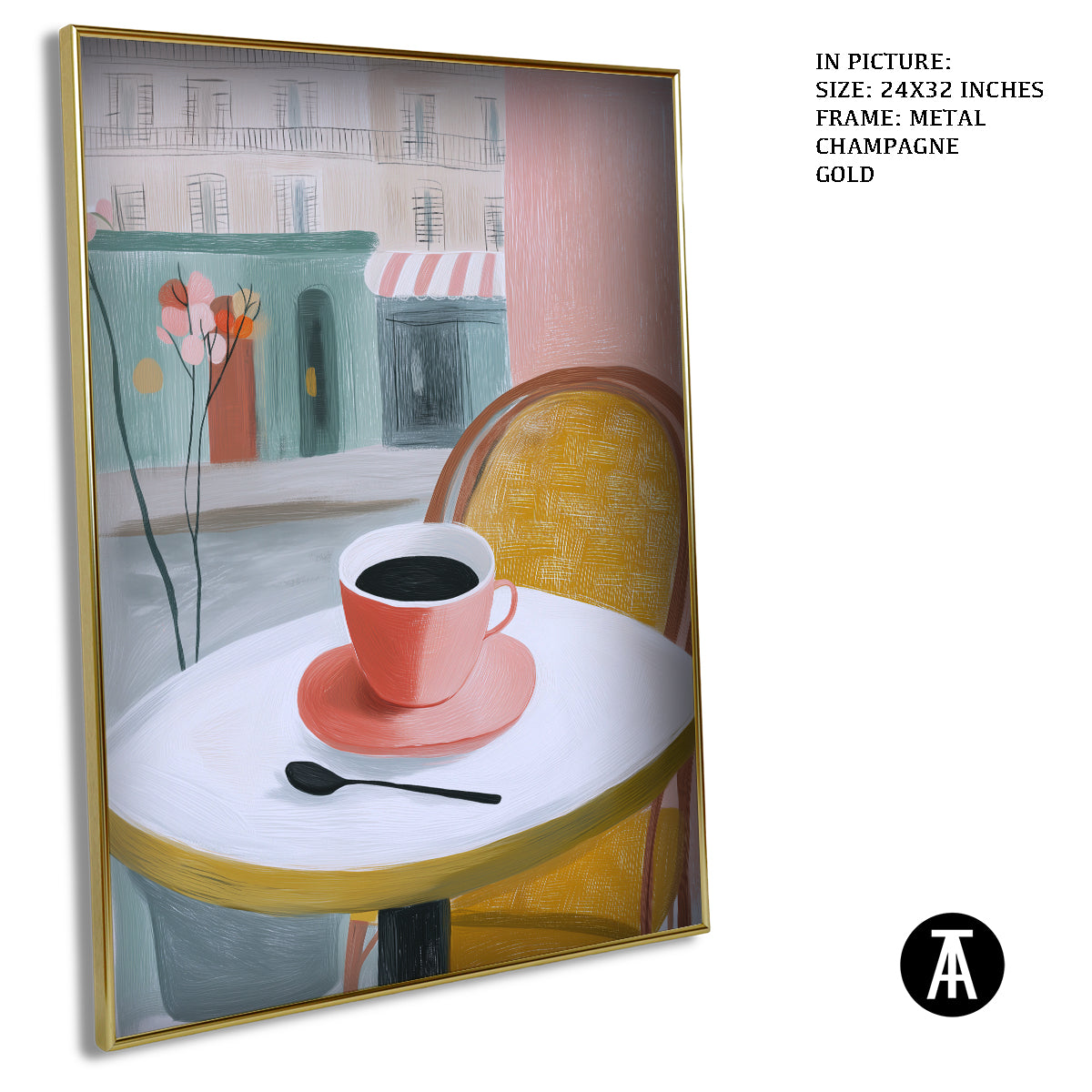 Artwork in Metal Champagne Gold Frame