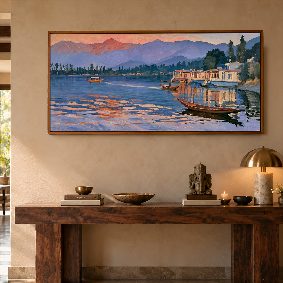 Panoramic Indian Painting in a Lifestyle Setting
