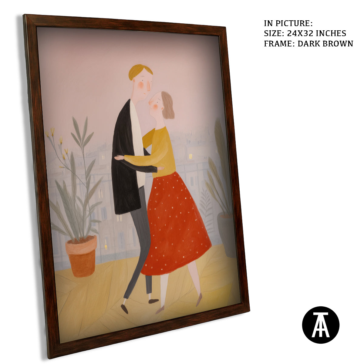 Artwork in Dark Brown Frame