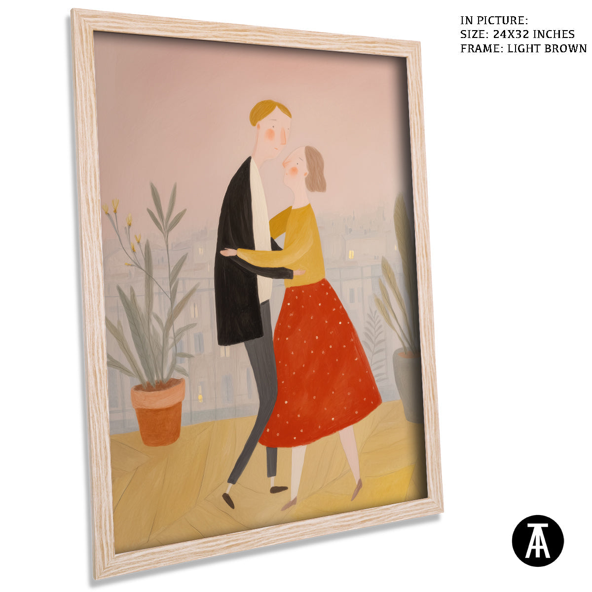 Artwork in Light Brown Frame