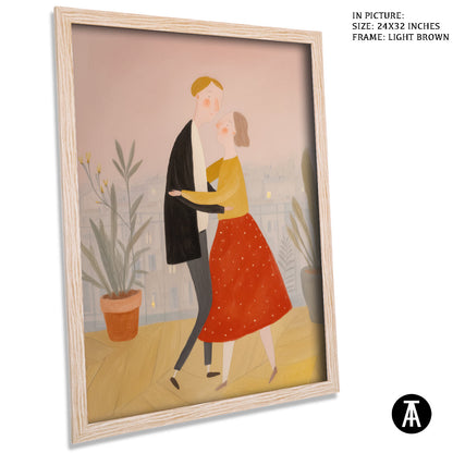 Artwork in Light Brown Frame