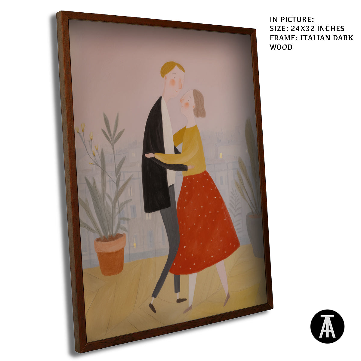 Artwork in Dark Wood Frame