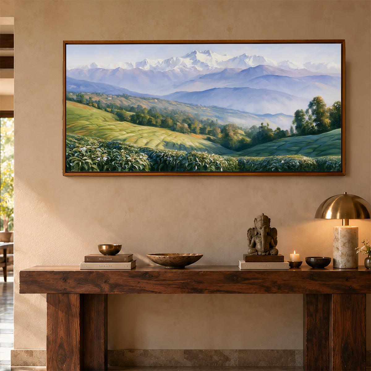 Panoramic Indian Painting in a Lifestyle Setting