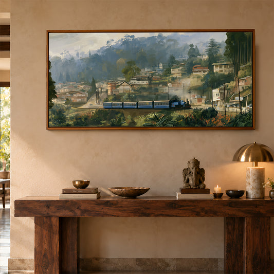 Panoramic Indian Painting in a Lifestyle Setting