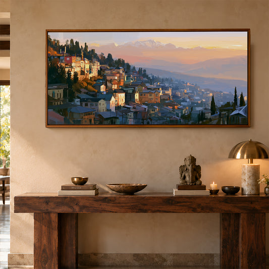 Panoramic Indian Painting in a Lifestyle Setting